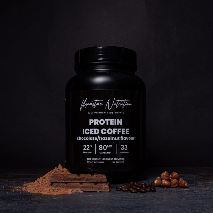 Whey Proteïne Iced Coffee Choco/Hazelnoot - 1000 gram met 80mg Cafeïne